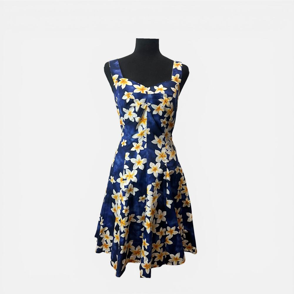 Royal Hawaiian Creations Tropical  Fit & Flare Sundress Blue Retro Summer